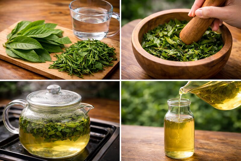 chữa hôi miệng bằng lá ổi và lá trà xanh