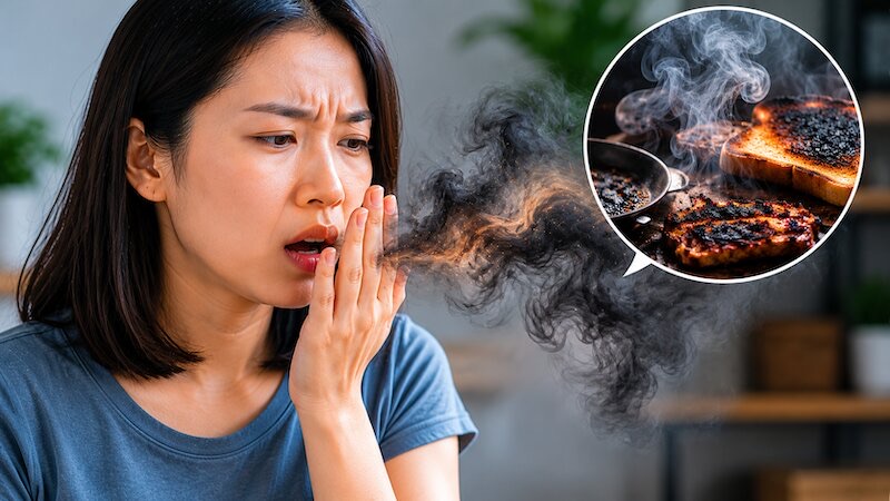 hơi thở có mùi khét