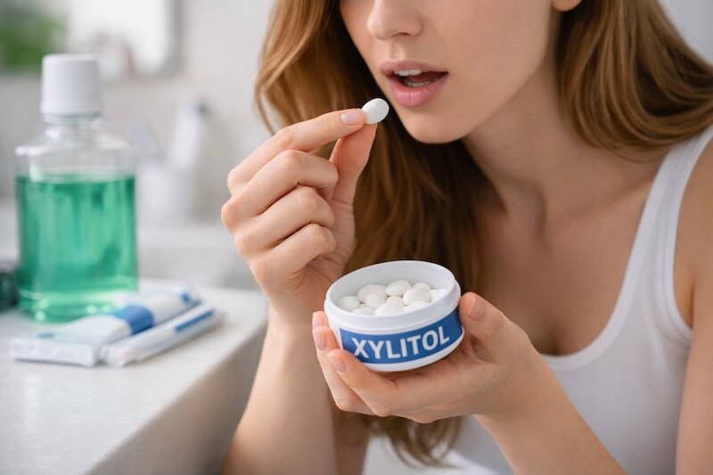 cách trị hôi miệng sau một đêm bằng xylitol