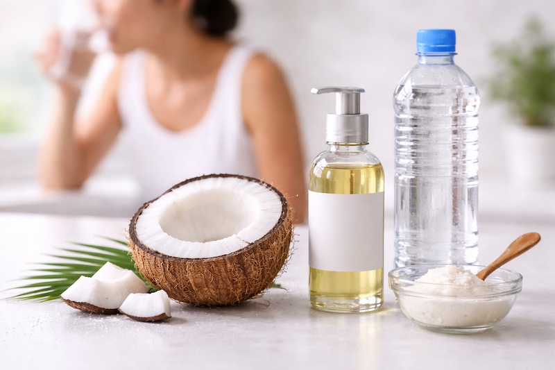 súc miệng bằng dầu dừa