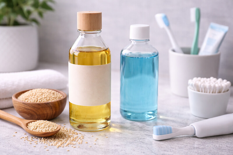 súc miệng bằng dầu mè